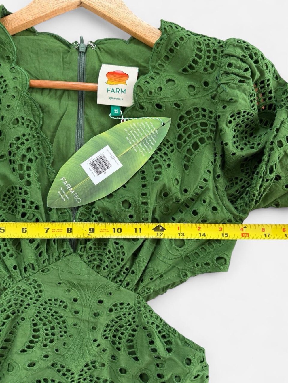 NWT FARM RIO Green Richeliu Eyelet Midi Dress - Picture 6 of 10